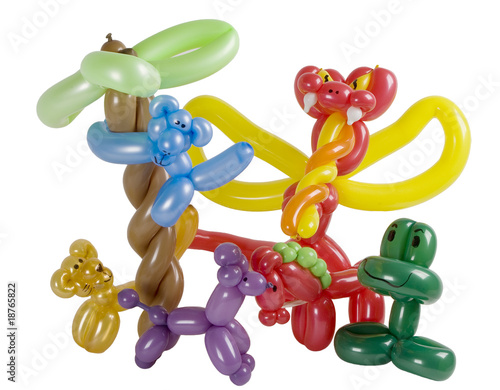 Balloon animal group isolated on white
