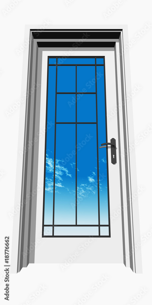 Fototapeta premium high resolution 3D closed door over a natural sky