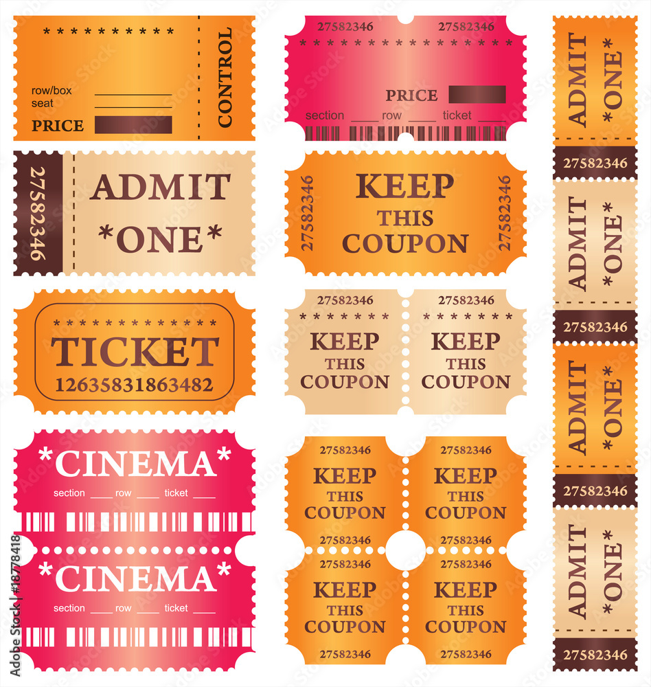 set of vintage tickets with place for text