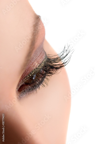 Eye of the girl with long eyelashes