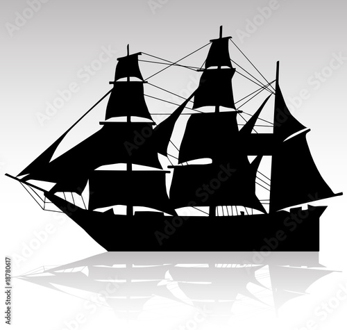 old ship sailnig vector silhouettes