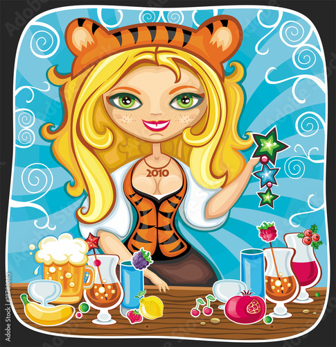Cute tigress bartender