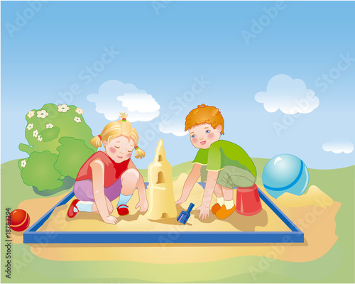 children play in the sand