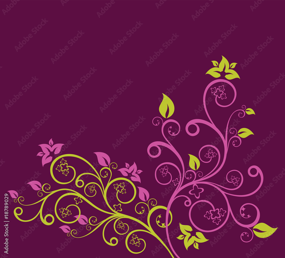 Green and purple floral vector illustration