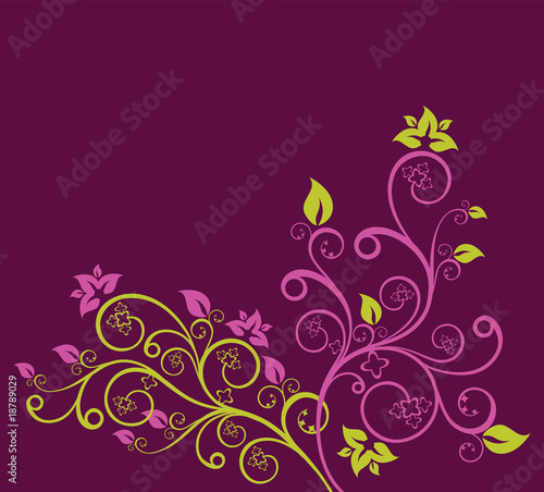 Green and purple floral vector illustration