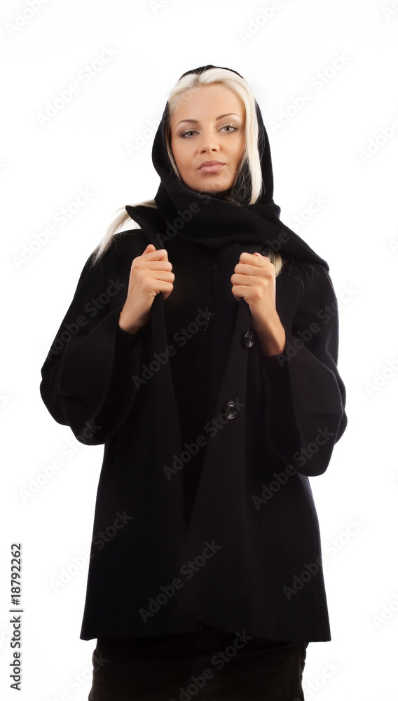 Attractive serious girl in coat Attractive serious girl in coat