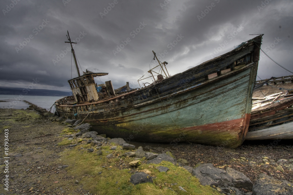 Old decrepit fishing boats