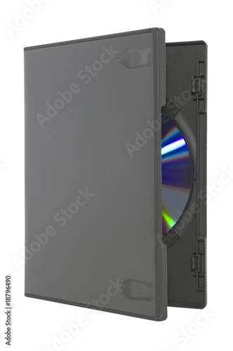 Open DVD case on white with clipping path
