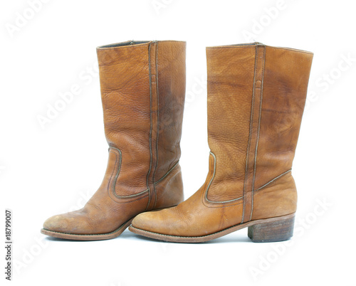 Old light brown leather boots