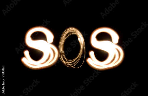 Light painting illustration of the distress signal SOS