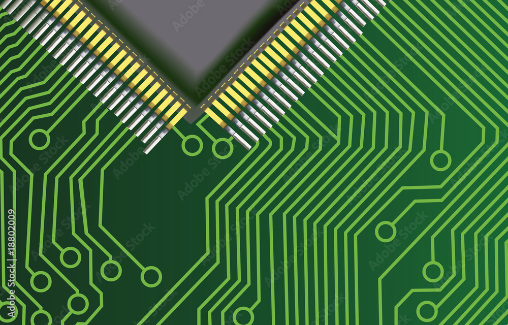 green circuit board with part of CPU green circuit board with part of CPU