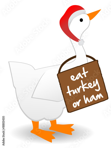 Christmas Goose wearing eat turkey sign anti-goose