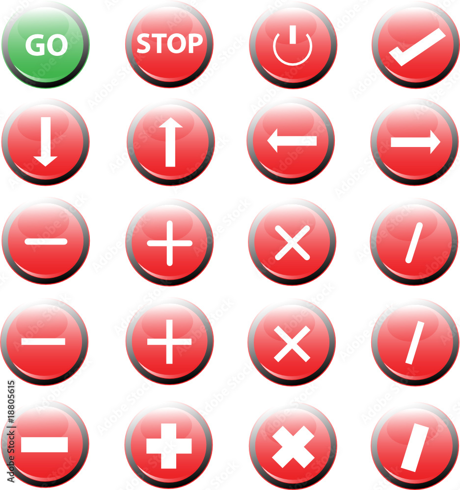 web icon set button in red web icon set button in red
