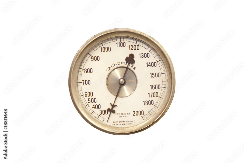 old tachometer isolated on white old tachometer isolated on white