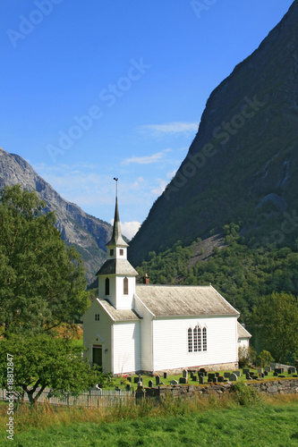 Norwegian village in Fjord area photo