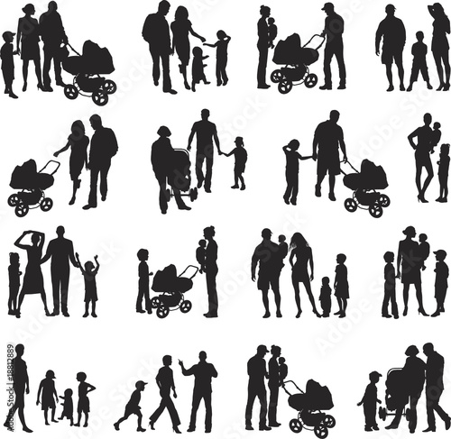Set of family silhouetted  vectors 