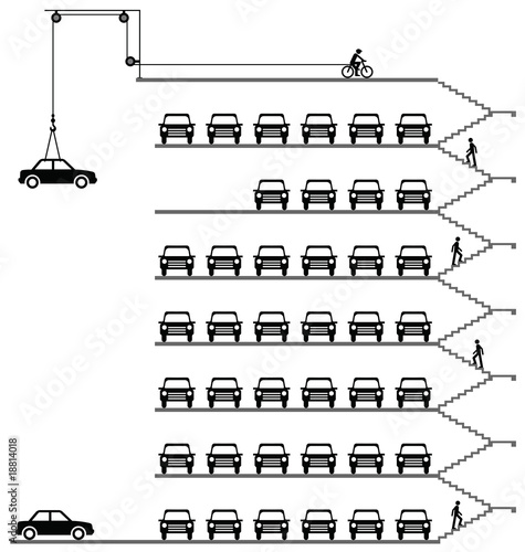Representation of cars parked in a milti storey car park