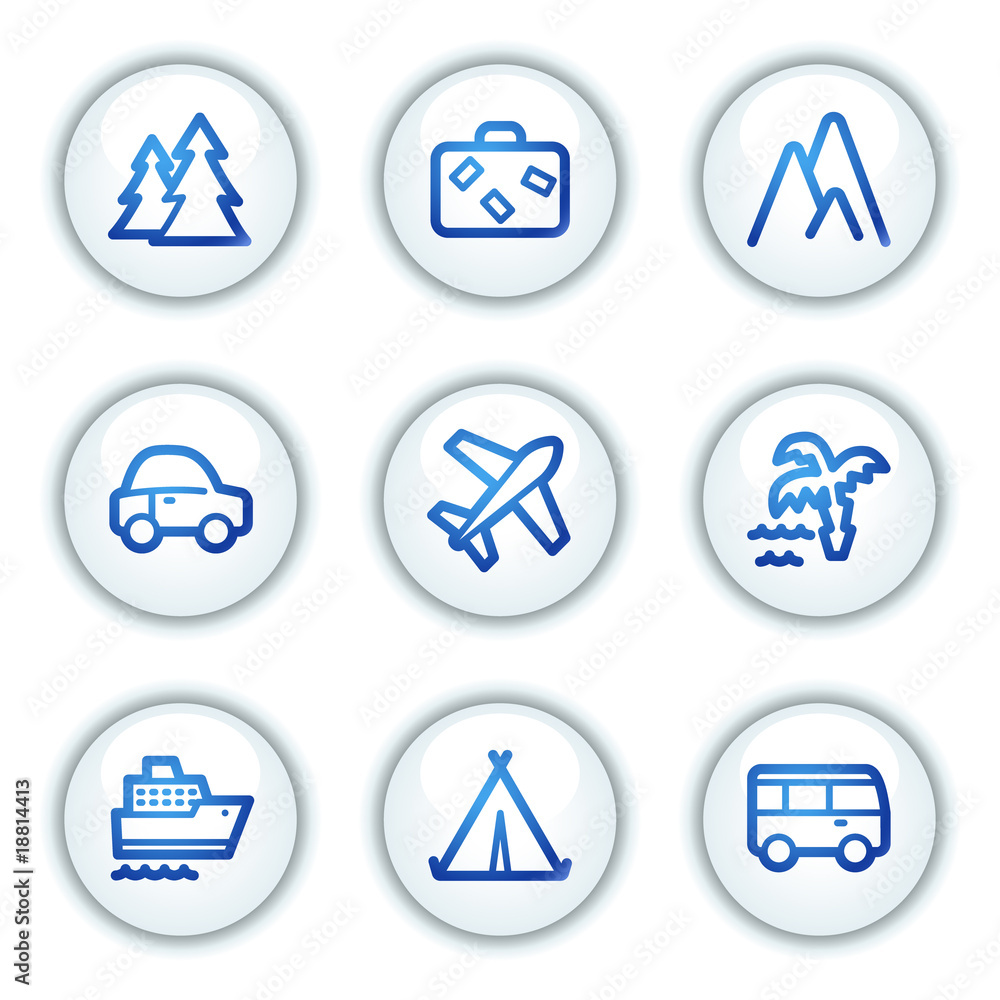Travel web icons set 1, white circle buttons series Travel web icons set 1, white circle buttons series
