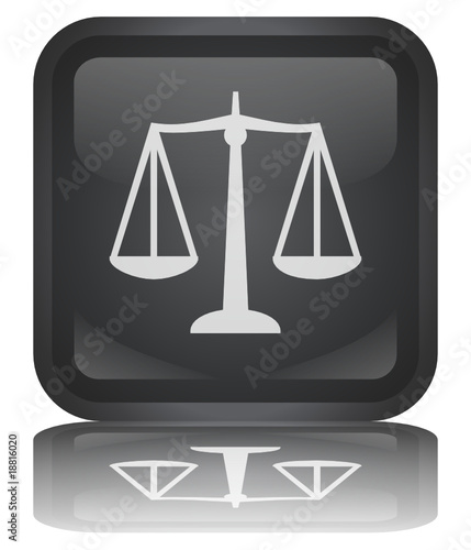 Bouton "Balance - Justice" (carré - brillant - vecteur - reflet)