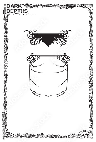 Frame with interwoven elements in Heavy Metal style,vector