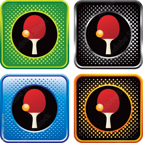 ping pong paddle multicolored halftone web buttons