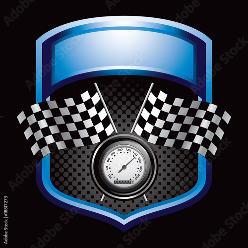 racing flags and speedometer blue display