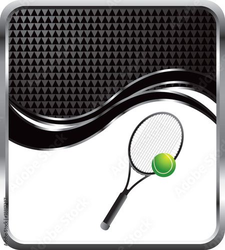 tennis ball and racket black checkered wave