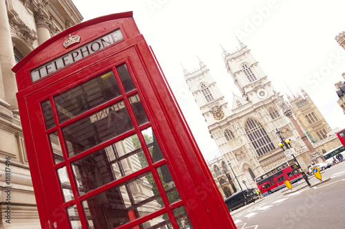 Phone booth and Westminster Abbey
