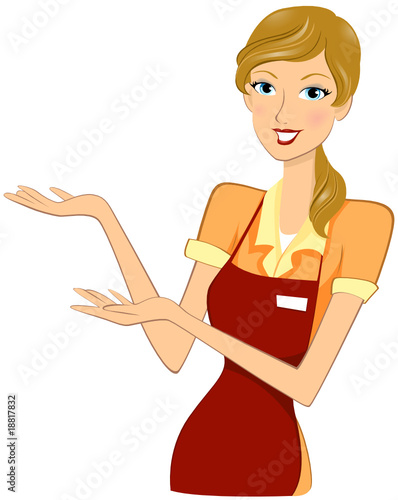 Girl in Apron promoting something