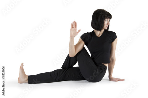 woman gymnast practicing yoga..