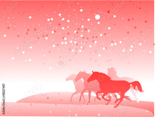 horse herd in winter