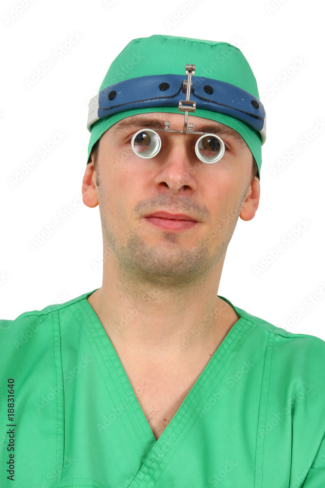 doctor with magnifying glass over white background doctor with magnifying glass over white background