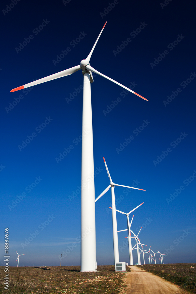 Wind power generators on blue sky Wind power generators on blue sky