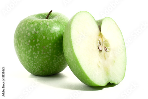 fresh green apple with half