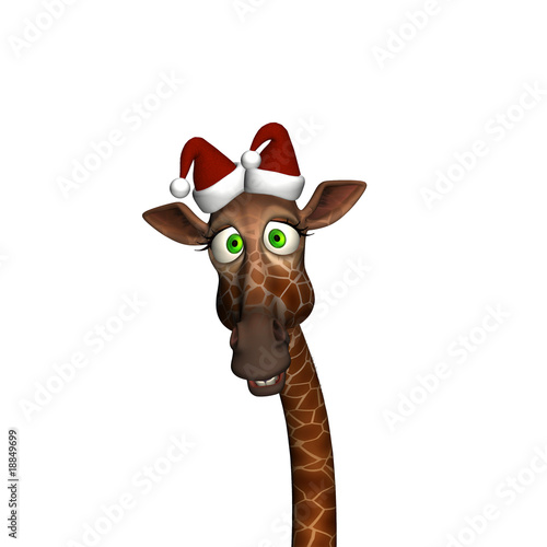 Giraffe Wearing Santa Hats