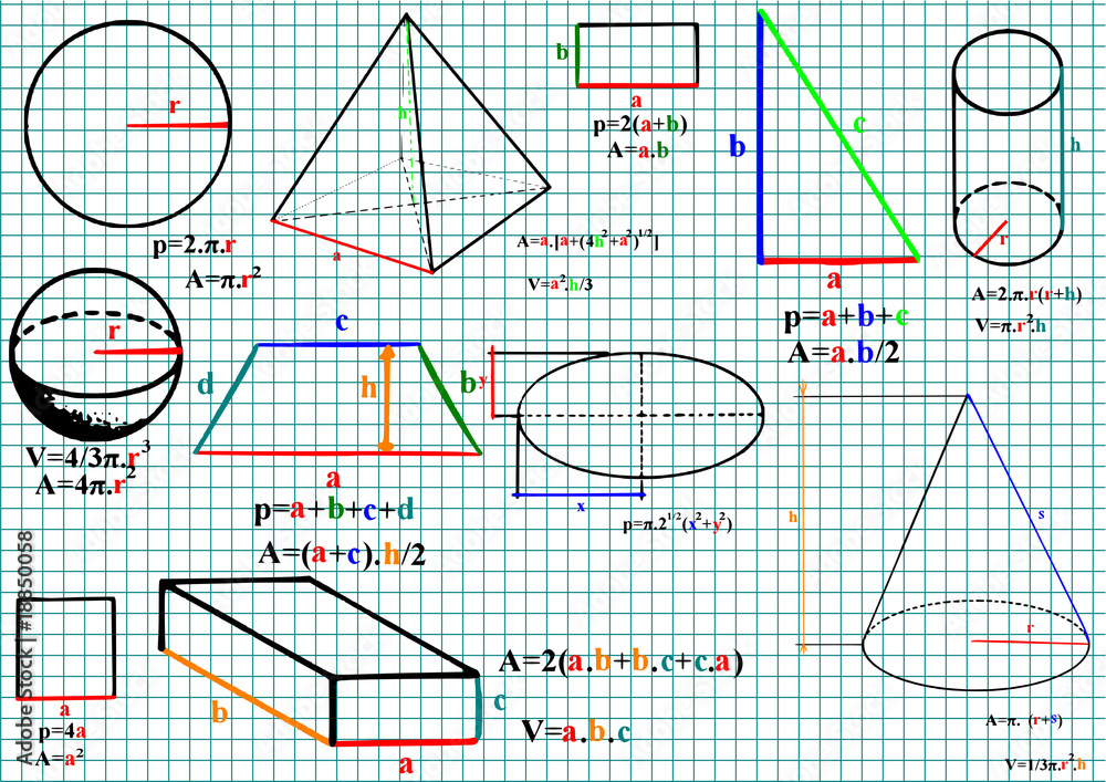 Mathematics formula and sketches - vector illustration