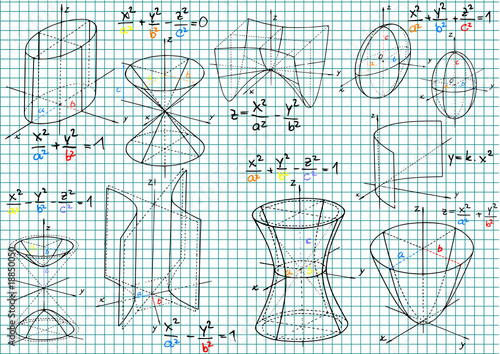 Mathematics formula and sketches - vector illustration