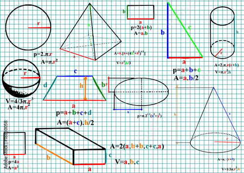 Mathematics formula and sketches - vector illustration