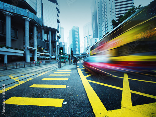 Photography Speeding bus, blurred motion.
