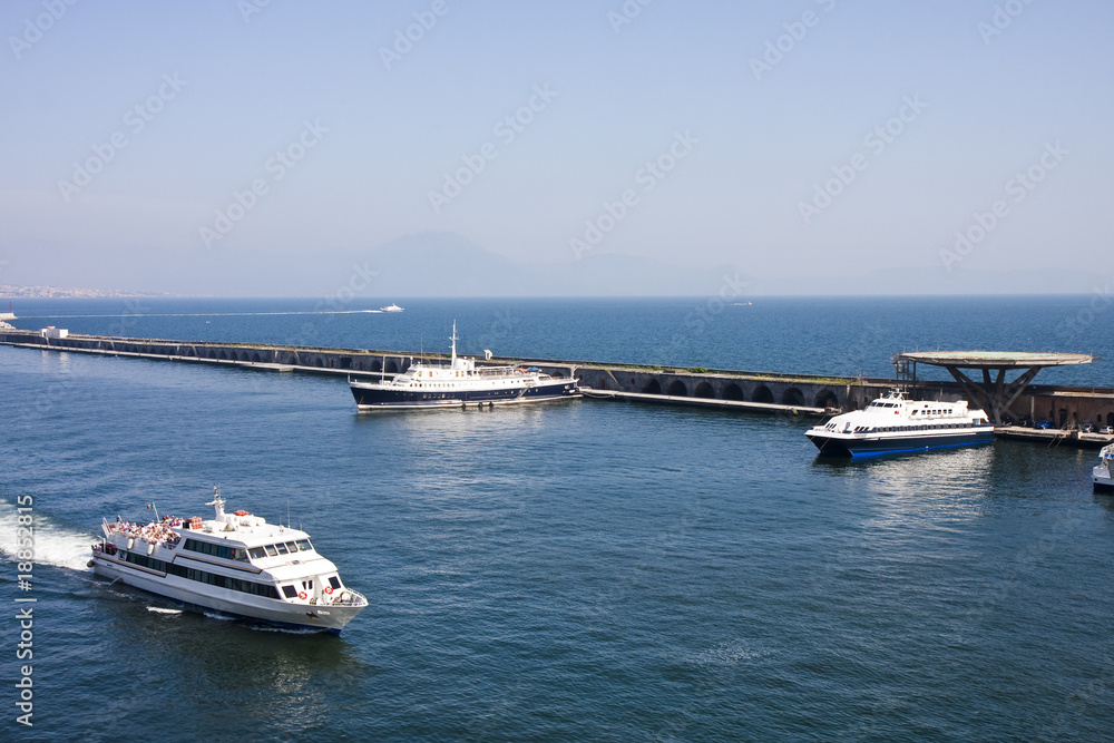 Large Ferries in Bay of Naples