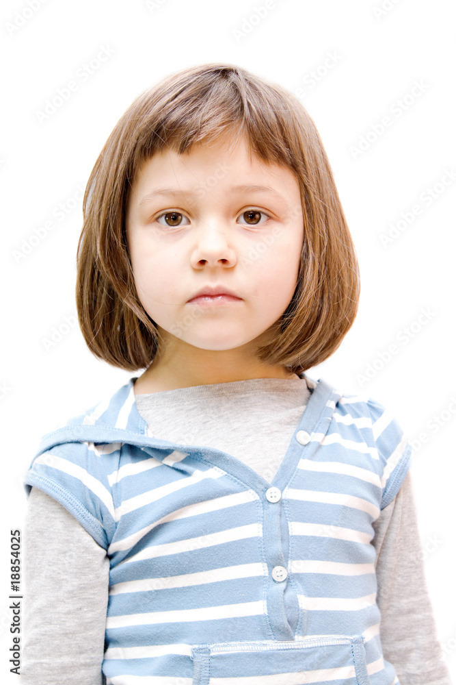 the portrait of little girl isolated on white the portrait of little girl isolated on white