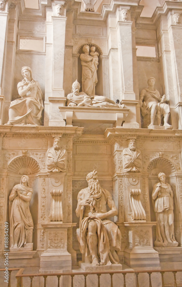 Many Statues on Wall of Church