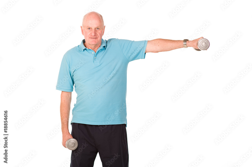 Senior man lifting weights Senior man lifting weights