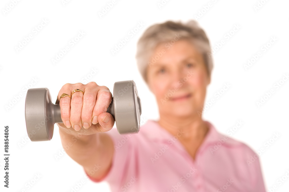 Retired lady lifting weights Retired lady lifting weights