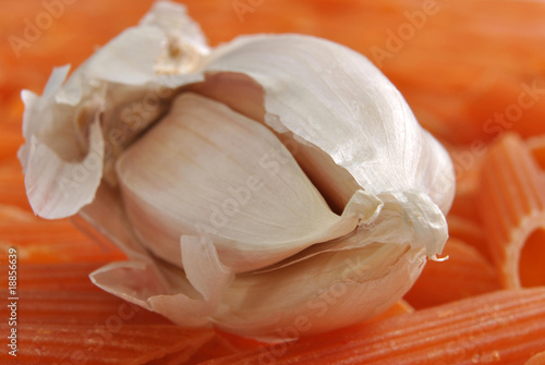 some healthy organic garlic with tomato noodle