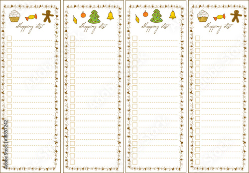 Vector shopping list with christmas ornaments and icons
