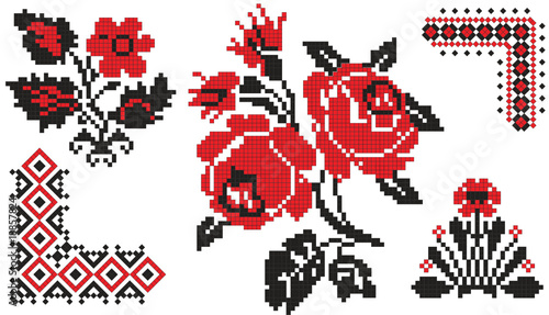 flower ukrainian embroider element