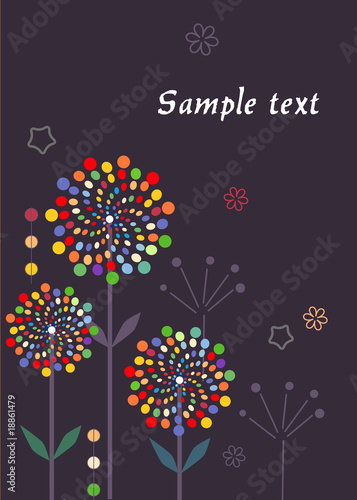 Multi-colored flowers on grey background