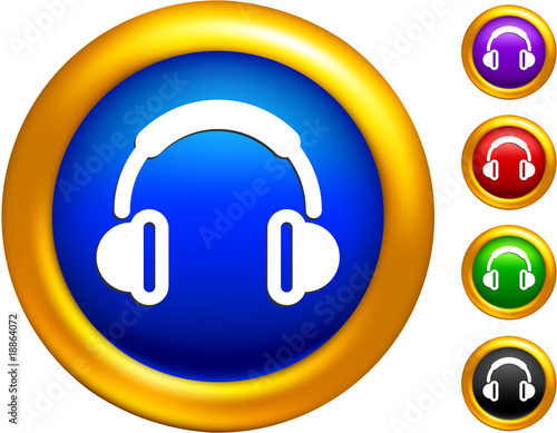 headphones icon on buttons with golden borders