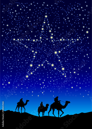 Fotomurale christmas star on sky